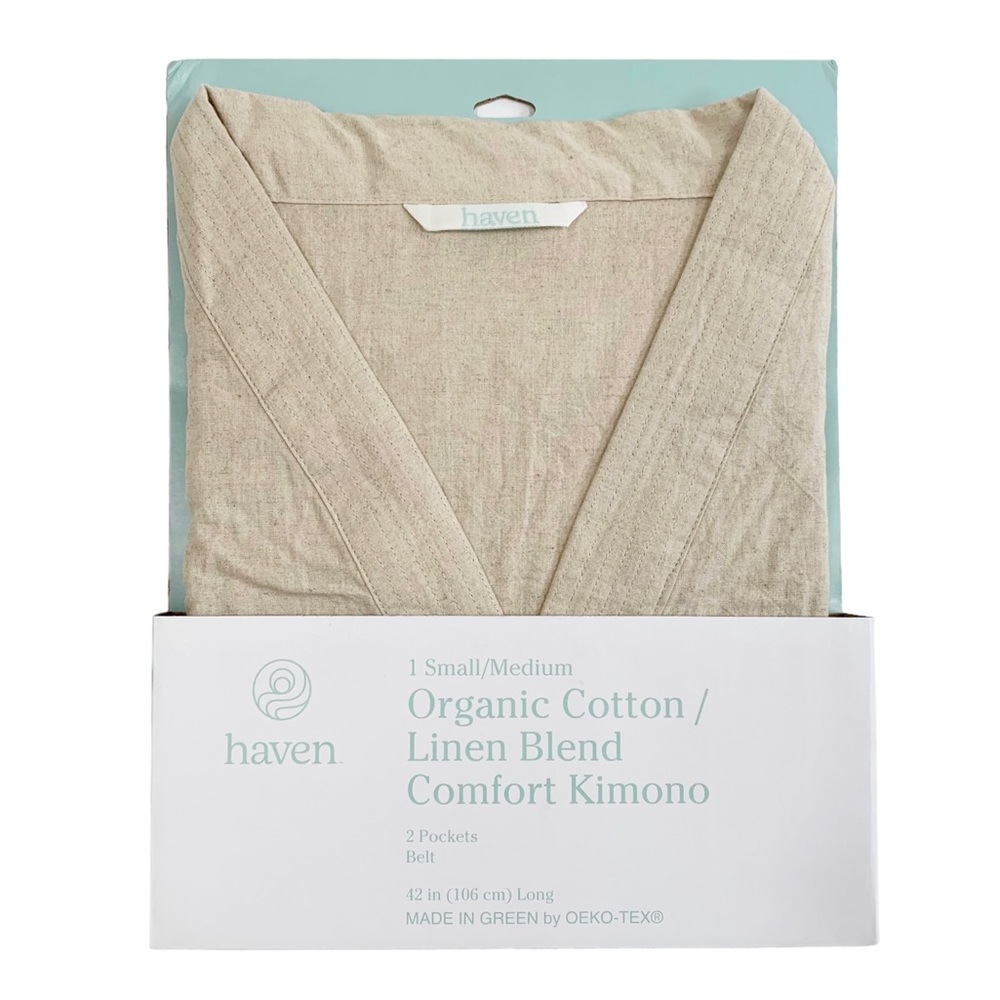 Tan Organic Cotton & Linen Blend Kimono Robe- ONLY 1 LEFT! - Picture 8 of 12